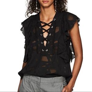 Iro Black Lace-Up Gilka Blouse
